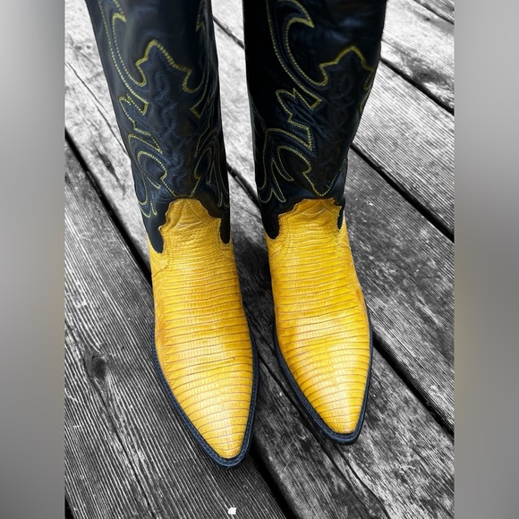 Vintage Larry Mahan Exotic Lizard Skin and Leather Women’s Cowboy Boots - Picture 4 of 9